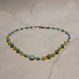 Chic Beaded Necklace in Turquoise and Yellow - NWOT